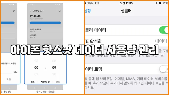 아이폰 핫스팟 데이터 사용량 관리