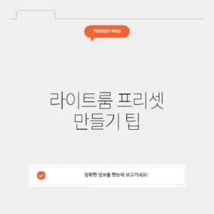 라이트룸 프리셋 만들기 팁