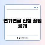 국민연금 연기연금 신청 방법 완벽 가이드 알아보기